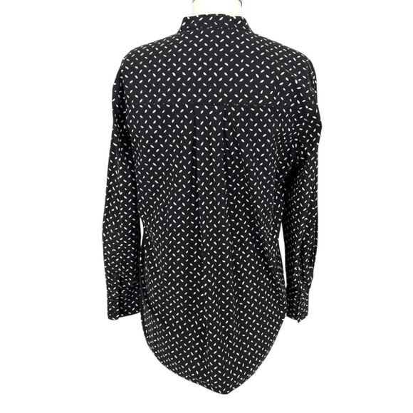 Diane Von Furstenberg Printed Stand Up Collar Button Up Blouse Black Size Small - Picture 7 of 11